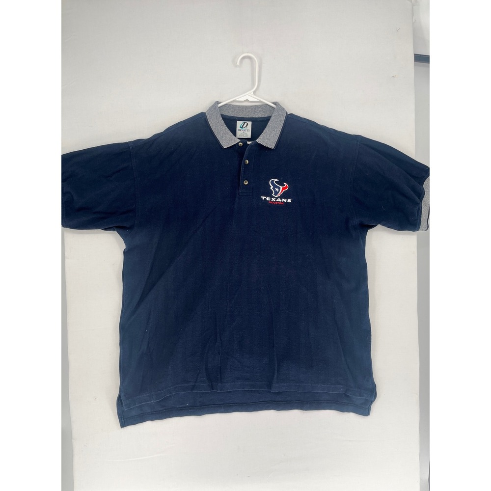 Dynasty Houston Texans Polo Shirt Mens XL Navy Blue Herringbone Short Sleeve NFL